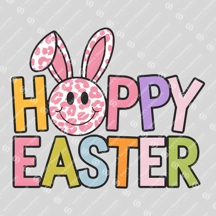 Hoppy Easter Leopard Smiley Ready-to-Press DTF Transfer | SAT00564