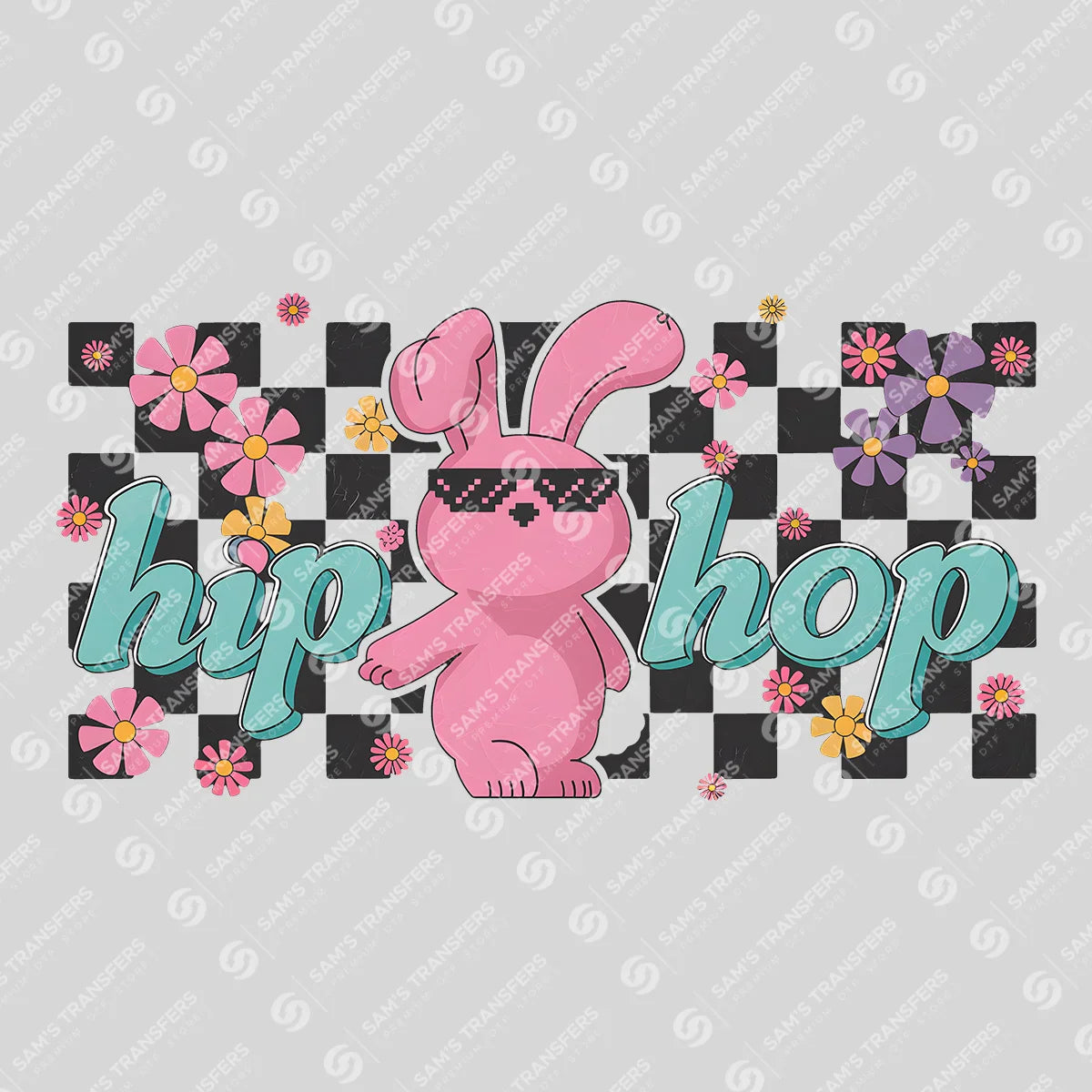 Apparel featuring a Hip Hop Bunny-themed DTF transfer.