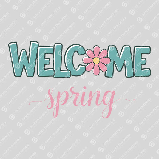 Apparel featuring a Welcome Spring Daisy-themed DTF transfer.