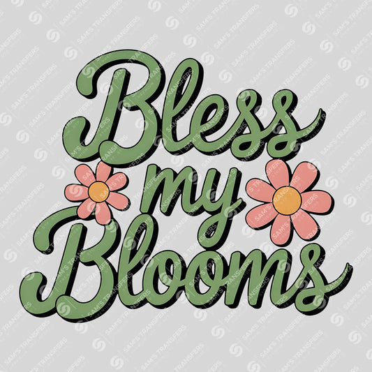 Apparel featuring a Bless My Blooms-themed DTF transfer.