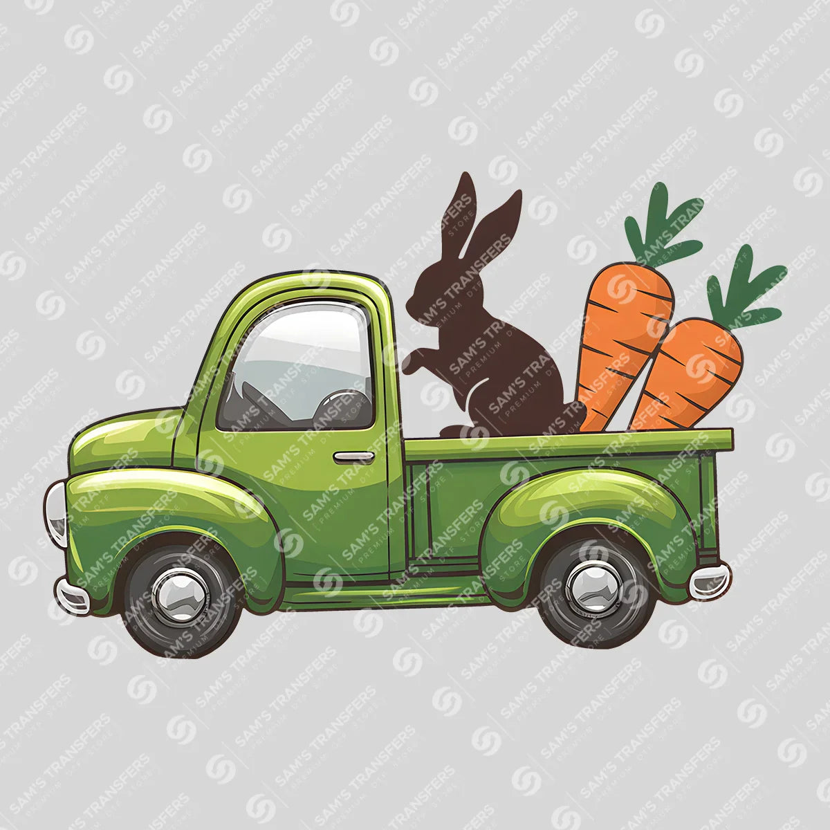 Apparel featuring a Easter Green Truck-themed DTF transfer.