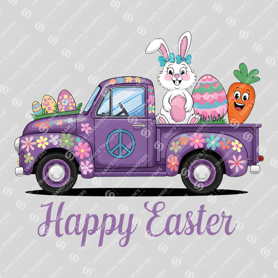 Happy Easter Purple Truck Ready-to-Press DTF Transfer | SAT00605