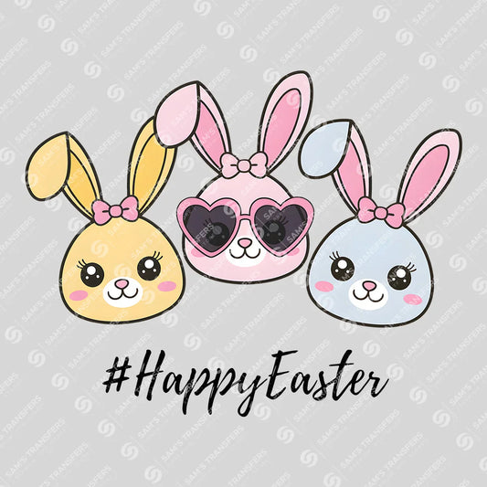 Apparel featuring a Happy Easter Bunny Faces-themed DTF transfer.