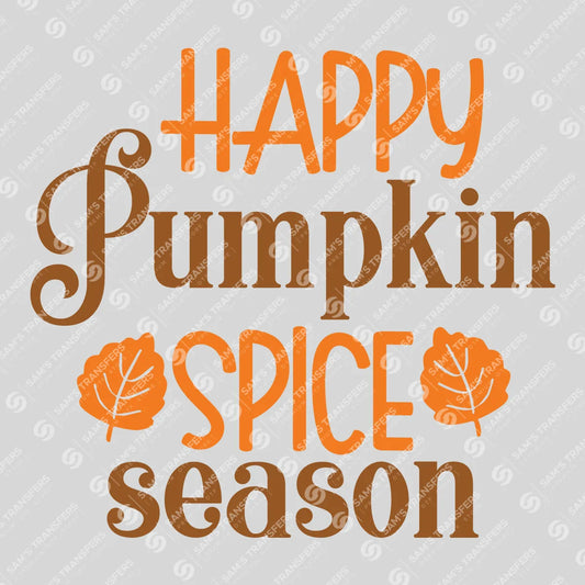 Apparel featuring a Happy Pumpkin Spice Season-themed DTF transfer.