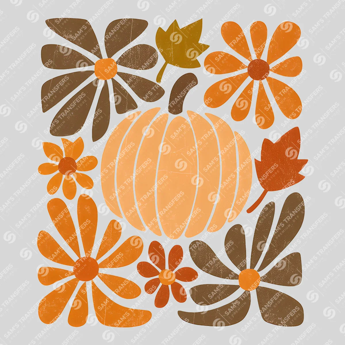 Apparel featuring a Boho Pumpkin Florals-themed DTF transfer.