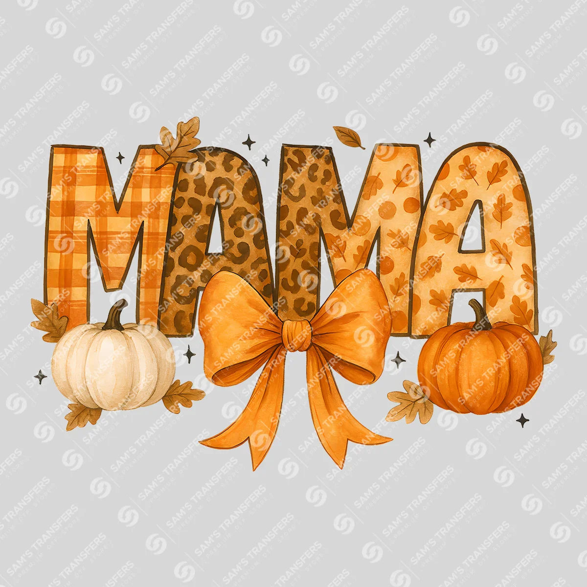 Apparel featuring a Mama Fall Leopard Bow-themed DTF transfer.