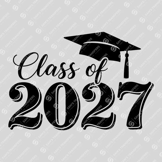 Apparel featuring a Class Of 2027 Vintage-themed DTF transfer.