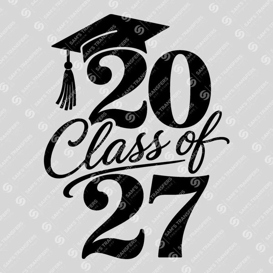 Class Of 2027 Cap Stacked Ready-to-Press DTF Transfer | SAT00818
