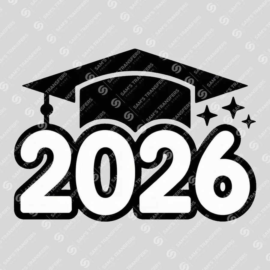 Graduation 2026 Cap Sparkle Ready-to-Press DTF Transfer | SAT00821