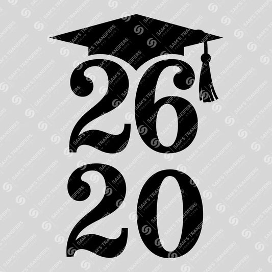 Apparel featuring a Graduation 2026 Reverse Stacked-themed DTF transfer.