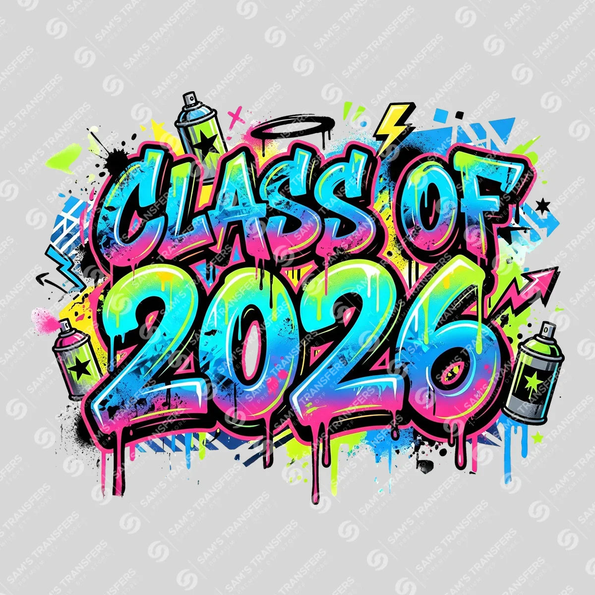 Apparel featuring a Class Of 2026 Graffiti-themed DTF transfer.