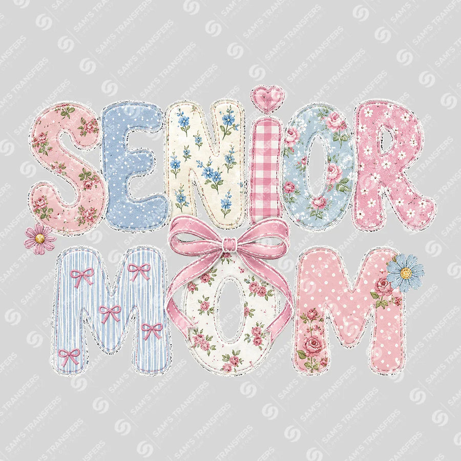 Senior Mom Floral Patchwork Ready-to-Press DTF Transfer | SAT00904