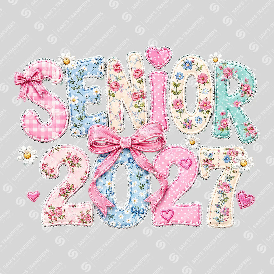 Senior 2027 Pastel Patchwork Ready-to-Press DTF Transfer | SAT00915
