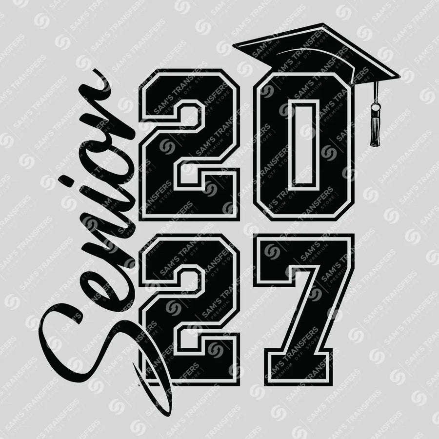 Senior 2027 Stacked Cap Ready-to-Press DTF Transfer | SAT00919