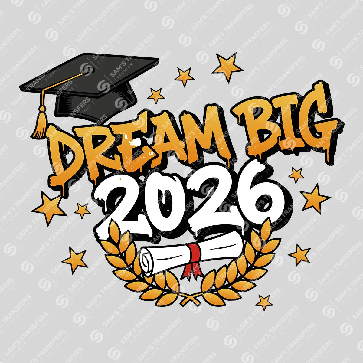 Apparel featuring a Dream Big 2026-themed DTF transfer.