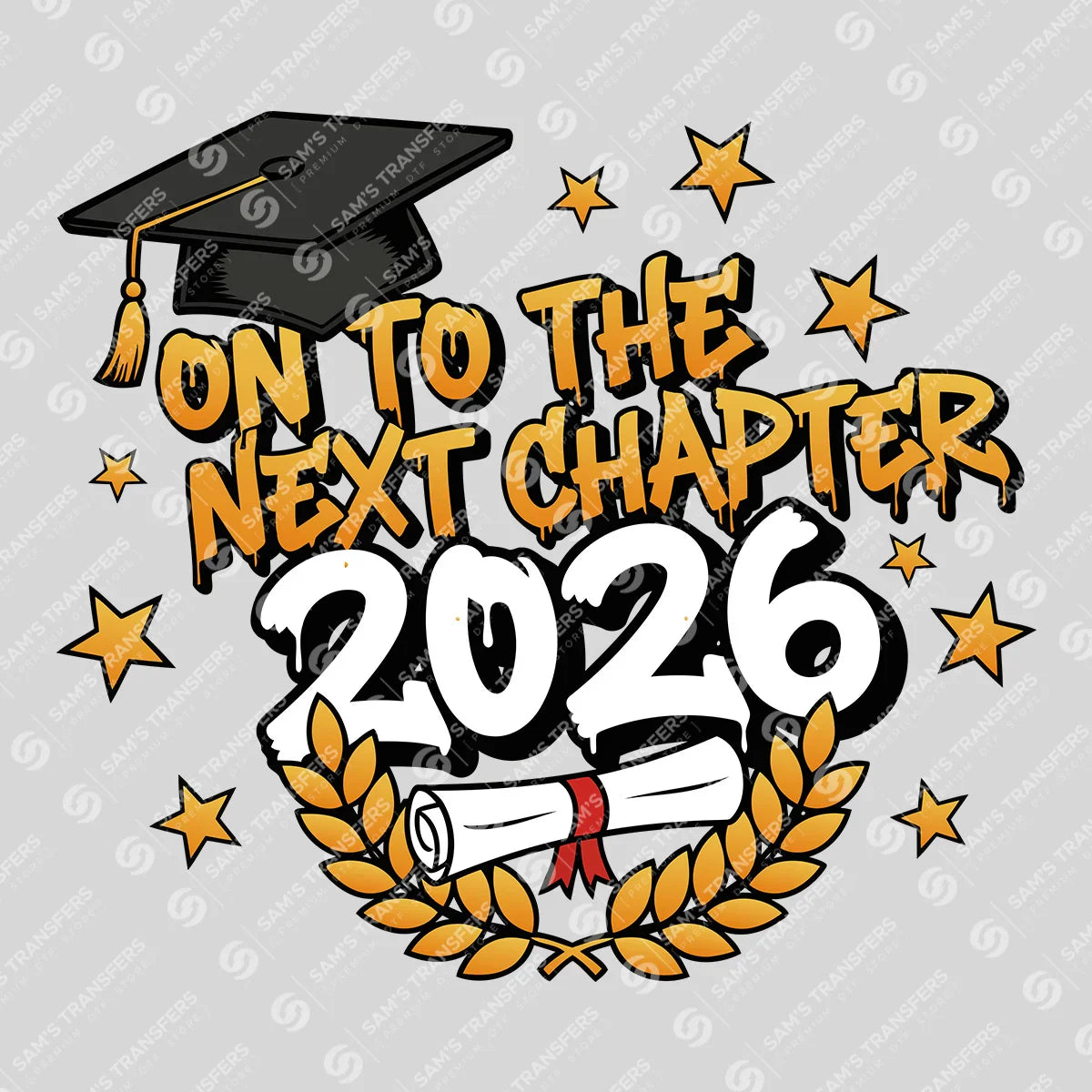 Apparel featuring a On To The Next Chapter 2026-themed DTF transfer.