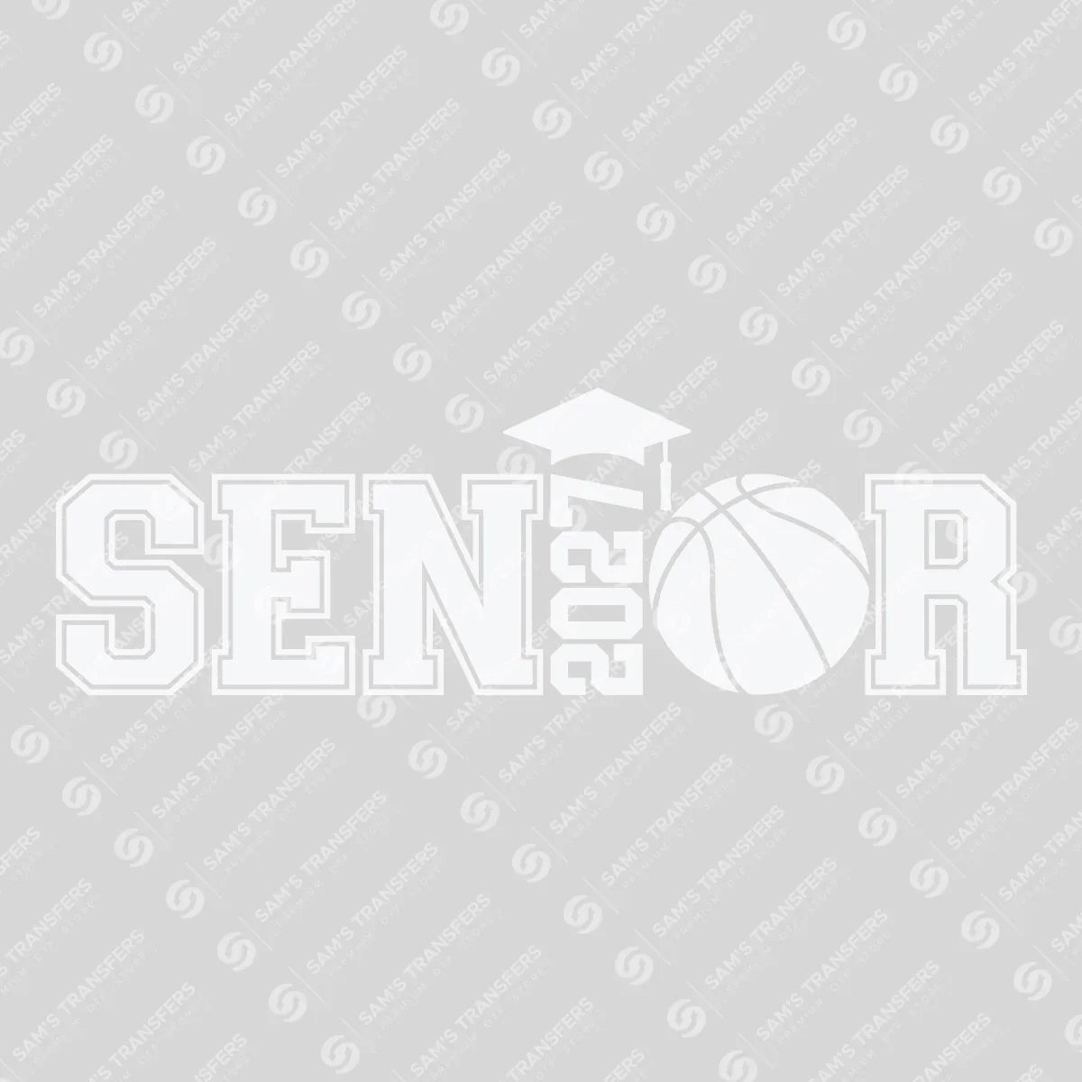 Apparel featuring a Senior 2027 Basketball White-themed DTF transfer.