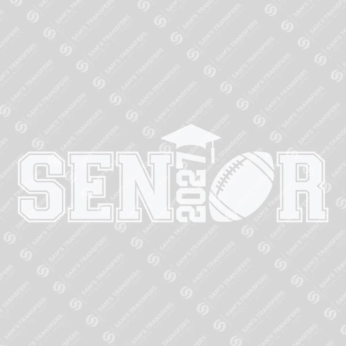 Apparel featuring a Senior 2027 Football White-themed DTF transfer.