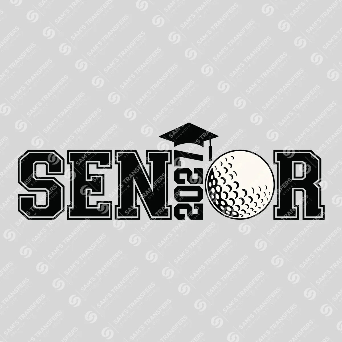 Apparel featuring a Senior 2027 Golf Black-themed DTF transfer.