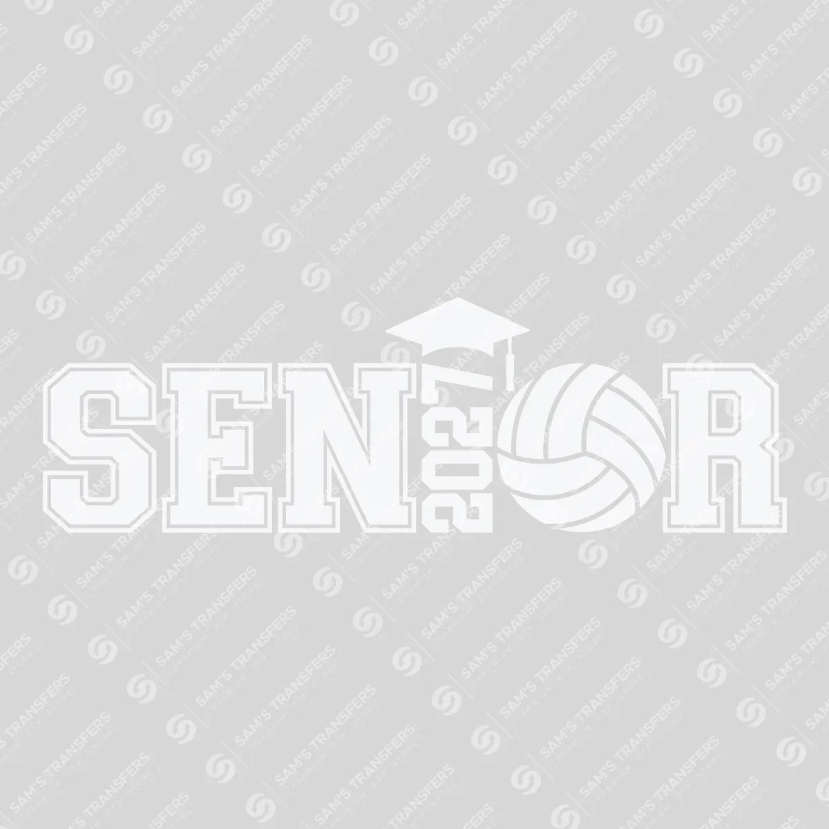 Apparel featuring a Senior 2027 Volleyball White-themed DTF transfer.