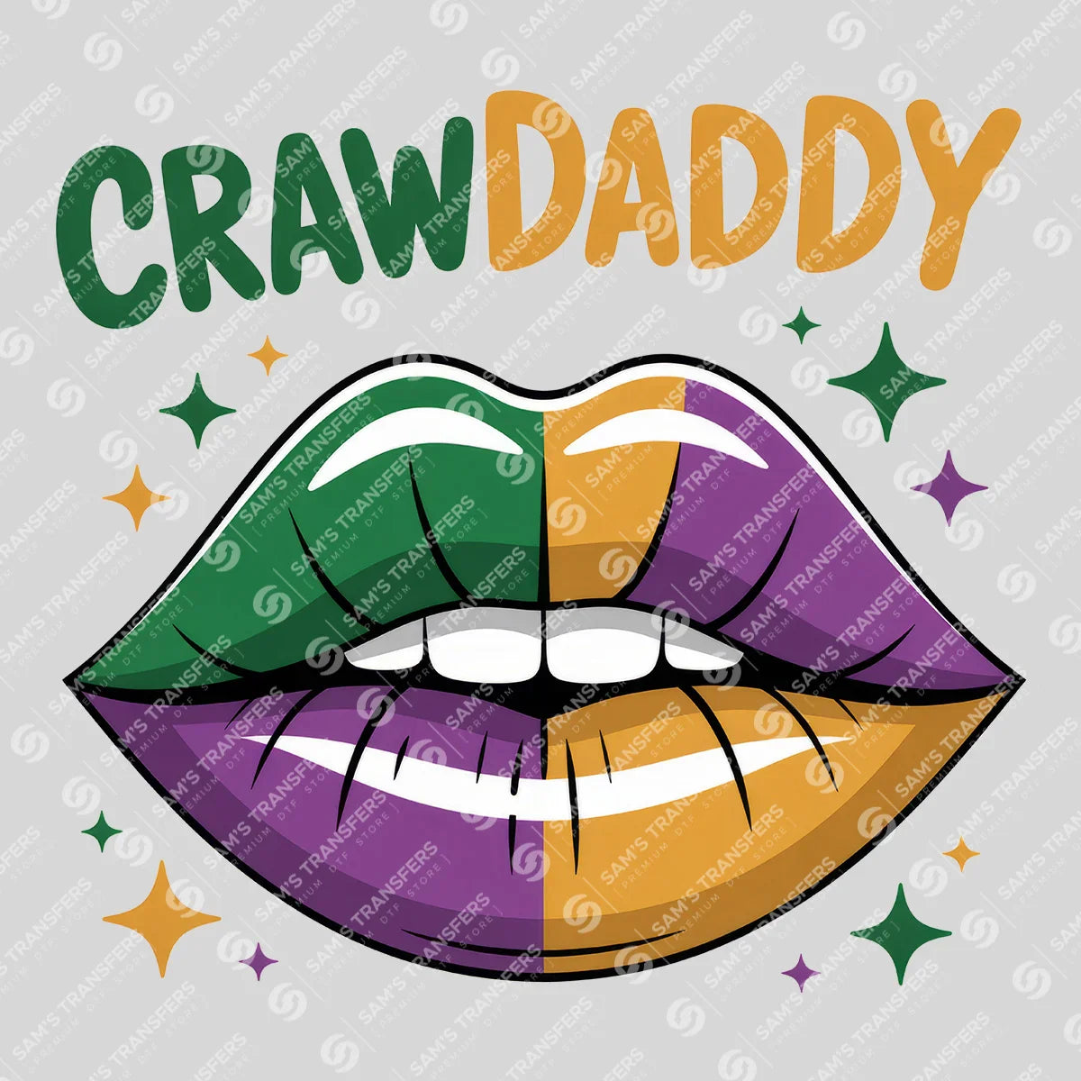 Apparel featuring a Crawdaddy Lips-themed DTF transfer.