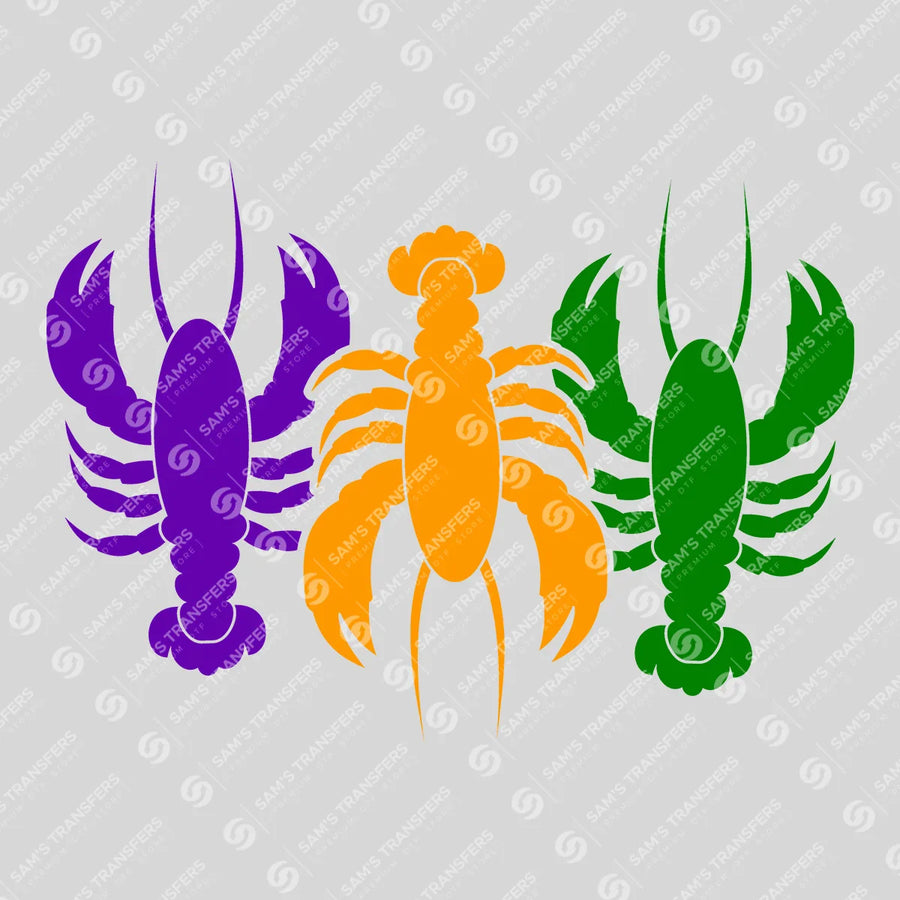 Mardi Gras Crawfish Trio Ready-to-Press DTF Transfer | SAT01008