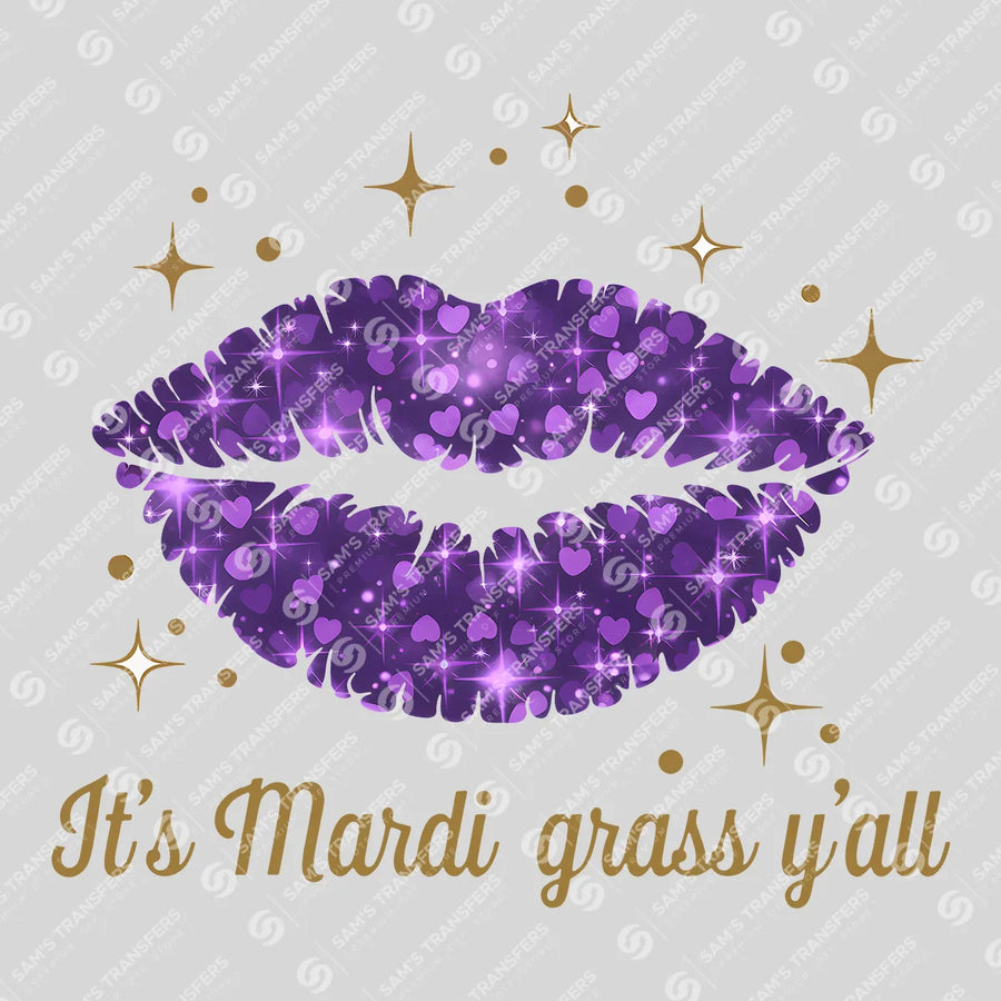 Mardi Gras Glitter Lips Ready-to-Press DTF Transfer | SAT01037