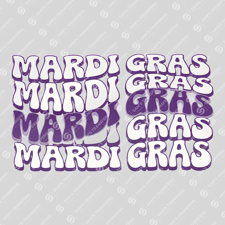 Mardi Gras Wavy Stacked Ready-to-Press DTF Transfer | SAT01044