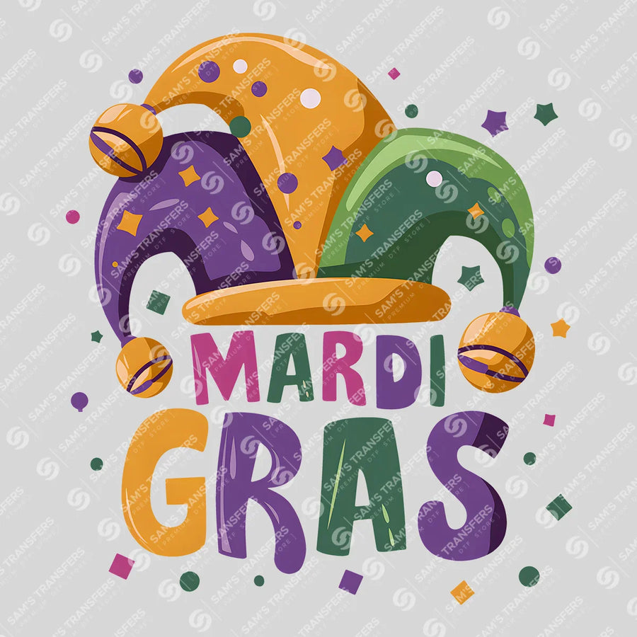 Mardi Gras Jester Hat Ready-to-Press DTF Transfer | SAT01047
