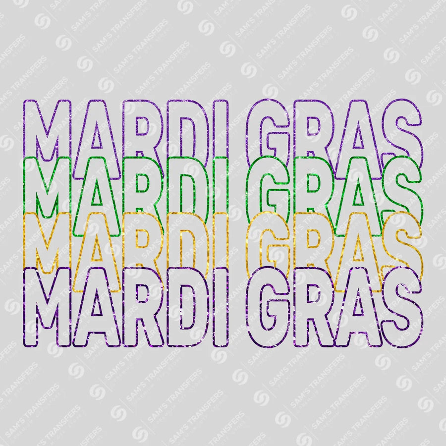 Mardi Gras Stacked Outline Ready-to-Press DTF Transfer | SAT01076