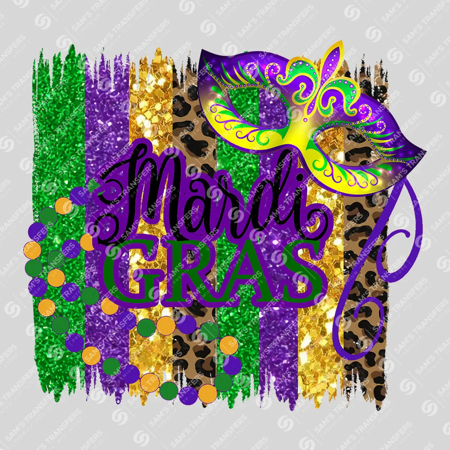 Mardi Gras Glitter Brushstroke Ready-to-Press DTF Transfer | SAT01086