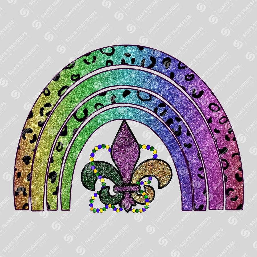 Mardi Gras Leopard Rainbow Ready-to-Press DTF Transfer | SAT01088