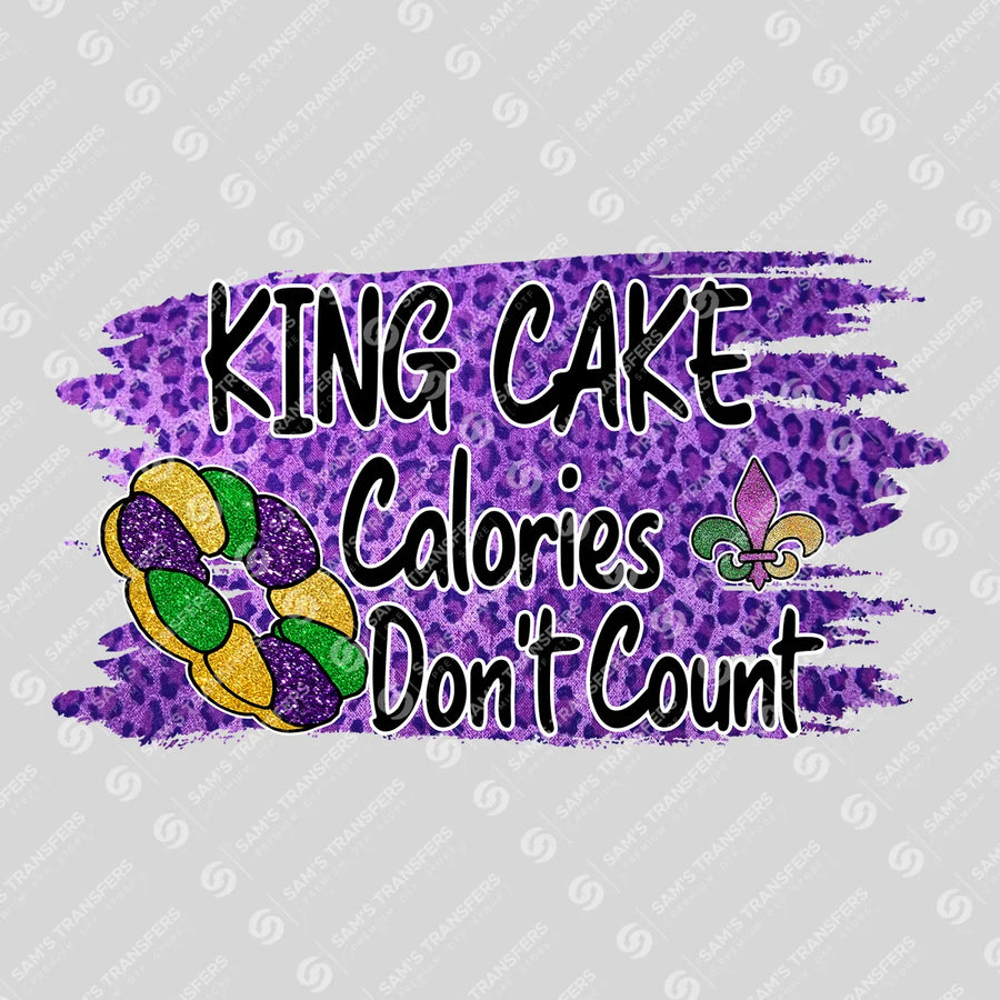 King Cake Calories Don't Count Leopard Ready-to-Press DTF Transfer | SAT01091