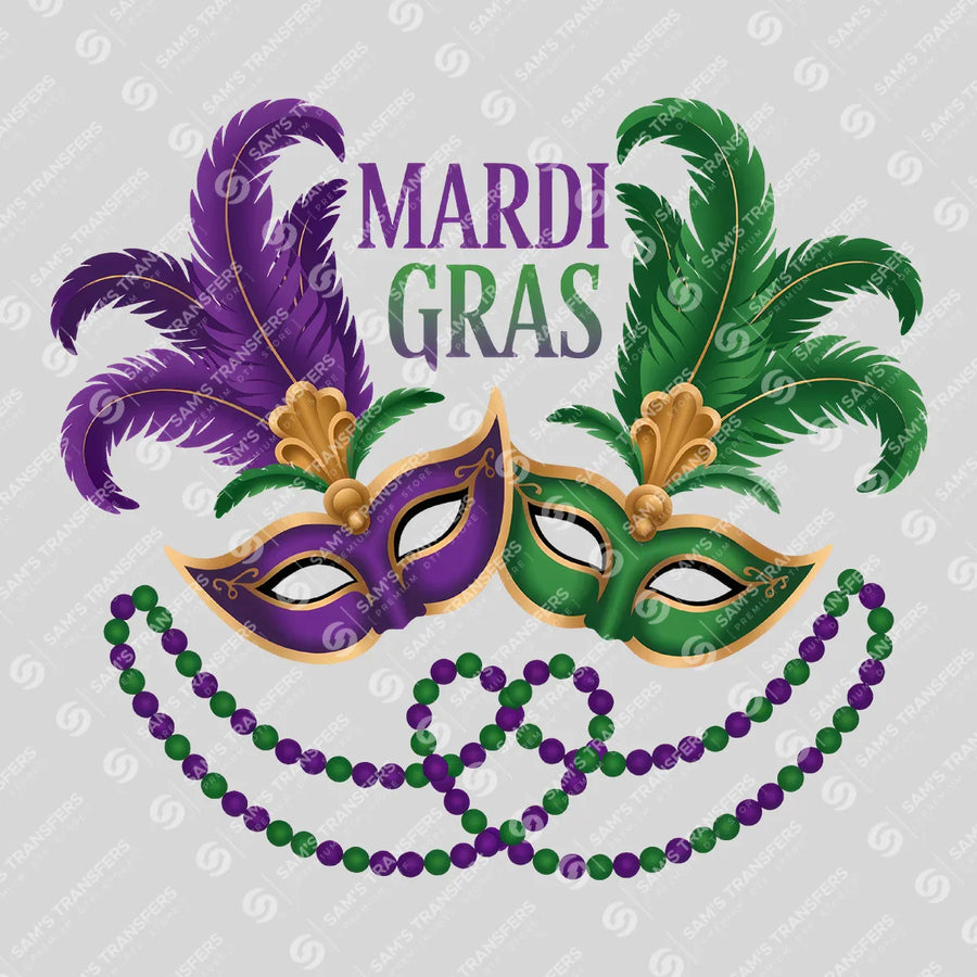 Mardi Gras Masks Feathers Ready-to-Press DTF Transfer | SAT01100