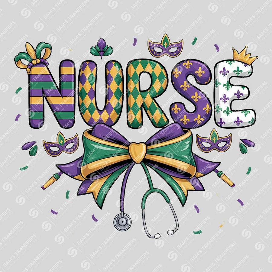 Mardi Gras Nurse Ready-to-Press DTF Transfer | SAT01143