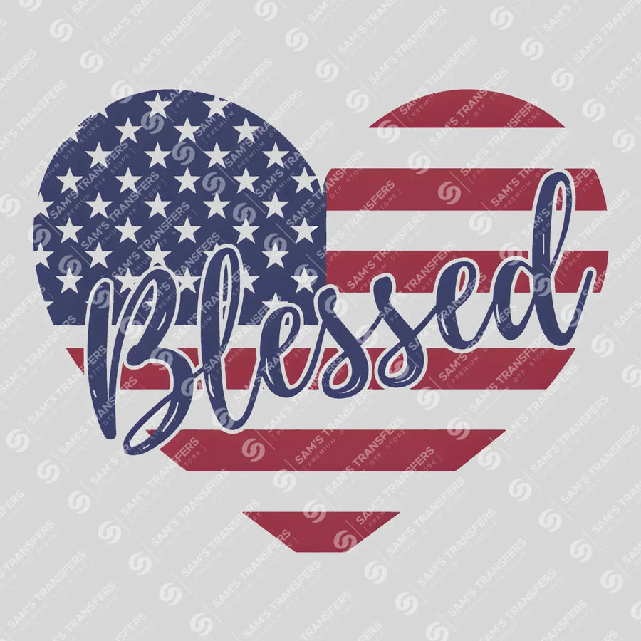 American Flag Blessed Ready-to-Press DTF Transfer | SAT01183