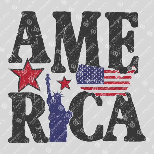 Apparel featuring a America Statue of Liberty-themed DTF transfer.