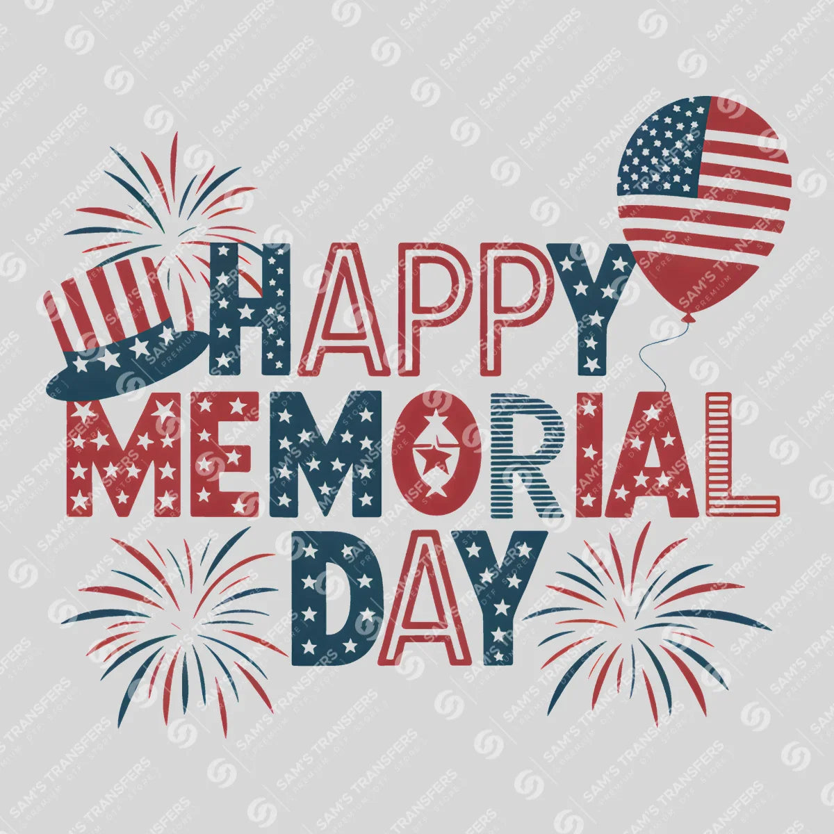 Apparel featuring a Happy Memorial Day-themed DTF transfer.
