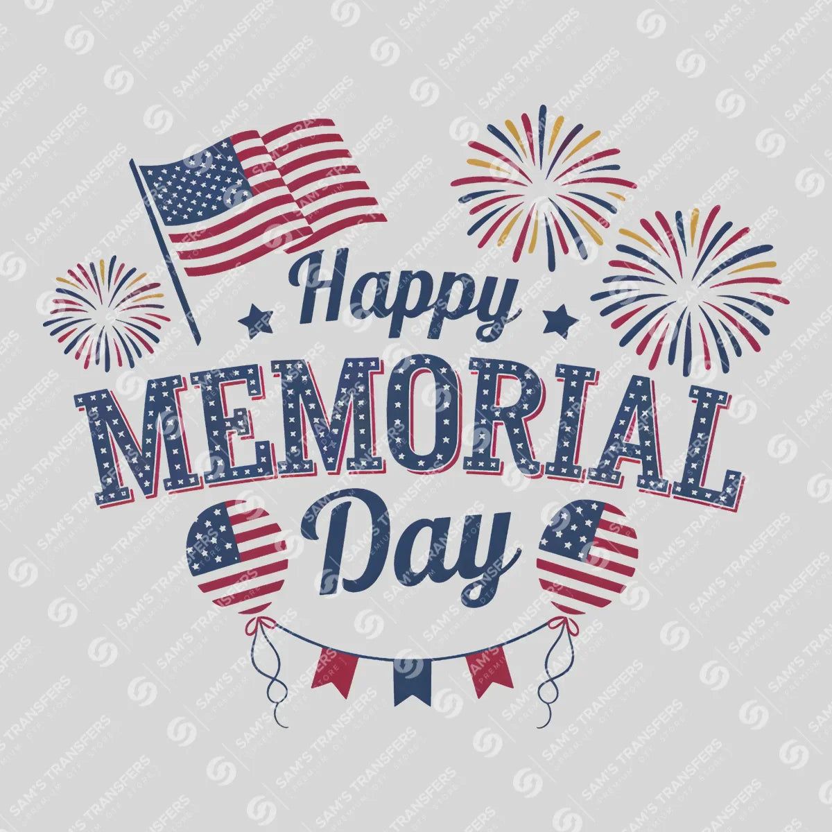Apparel featuring a Happy Memorial Day Flag-themed DTF transfer.