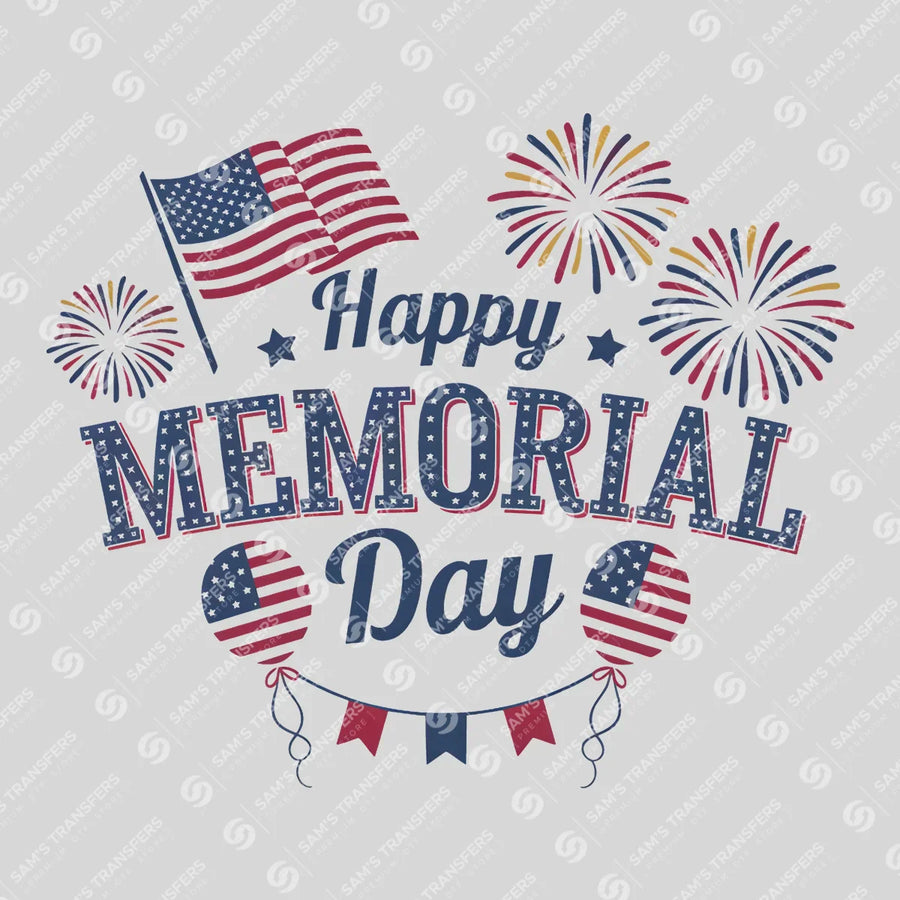 Happy Memorial Day Flag Ready-to-Press DTF Transfer | SAT01191