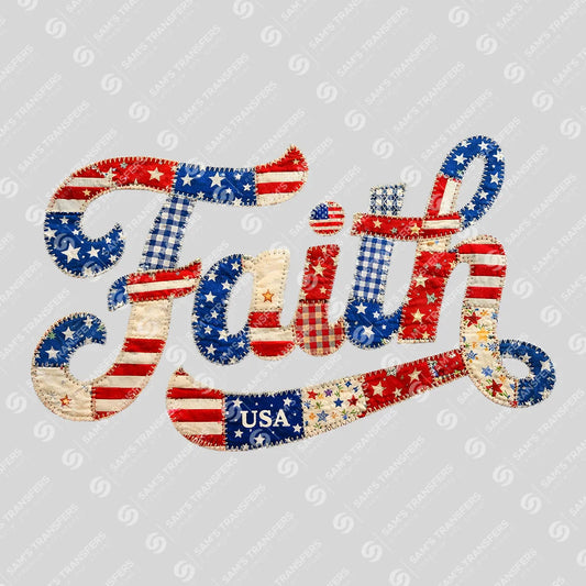 Apparel featuring a Patriotic Faith-themed DTF transfer.