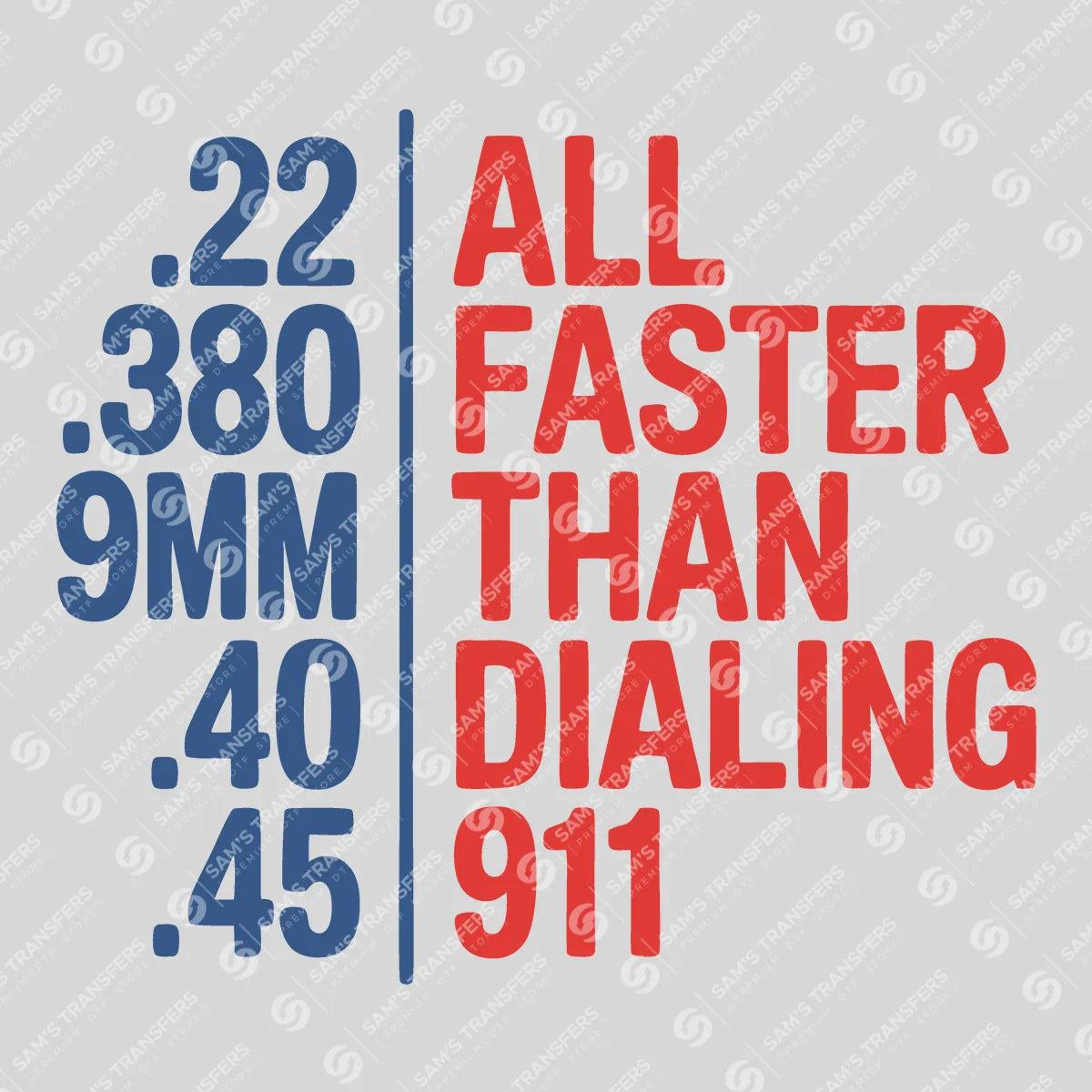 Apparel featuring a Faster Than Dialing 911-themed DTF transfer.