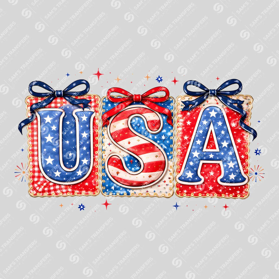 USA Patriotic Blocks Ready-to-Press DTF Transfer | SAT01201
