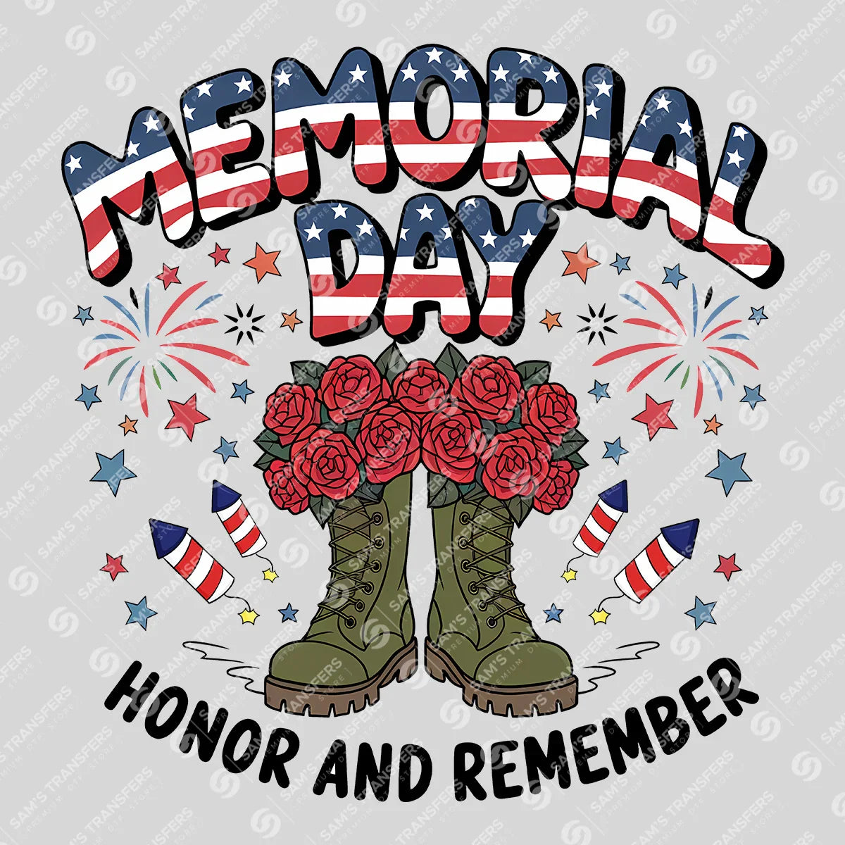 Apparel featuring a Memorial Day Honor and Remember-themed DTF transfer.