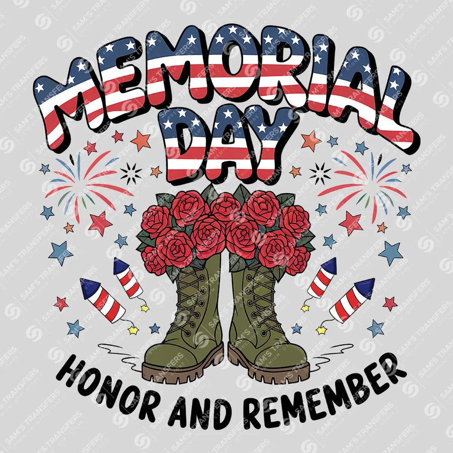 Memorial Day Honor and Remember Ready-to-Press DTF Transfer | SAT01205