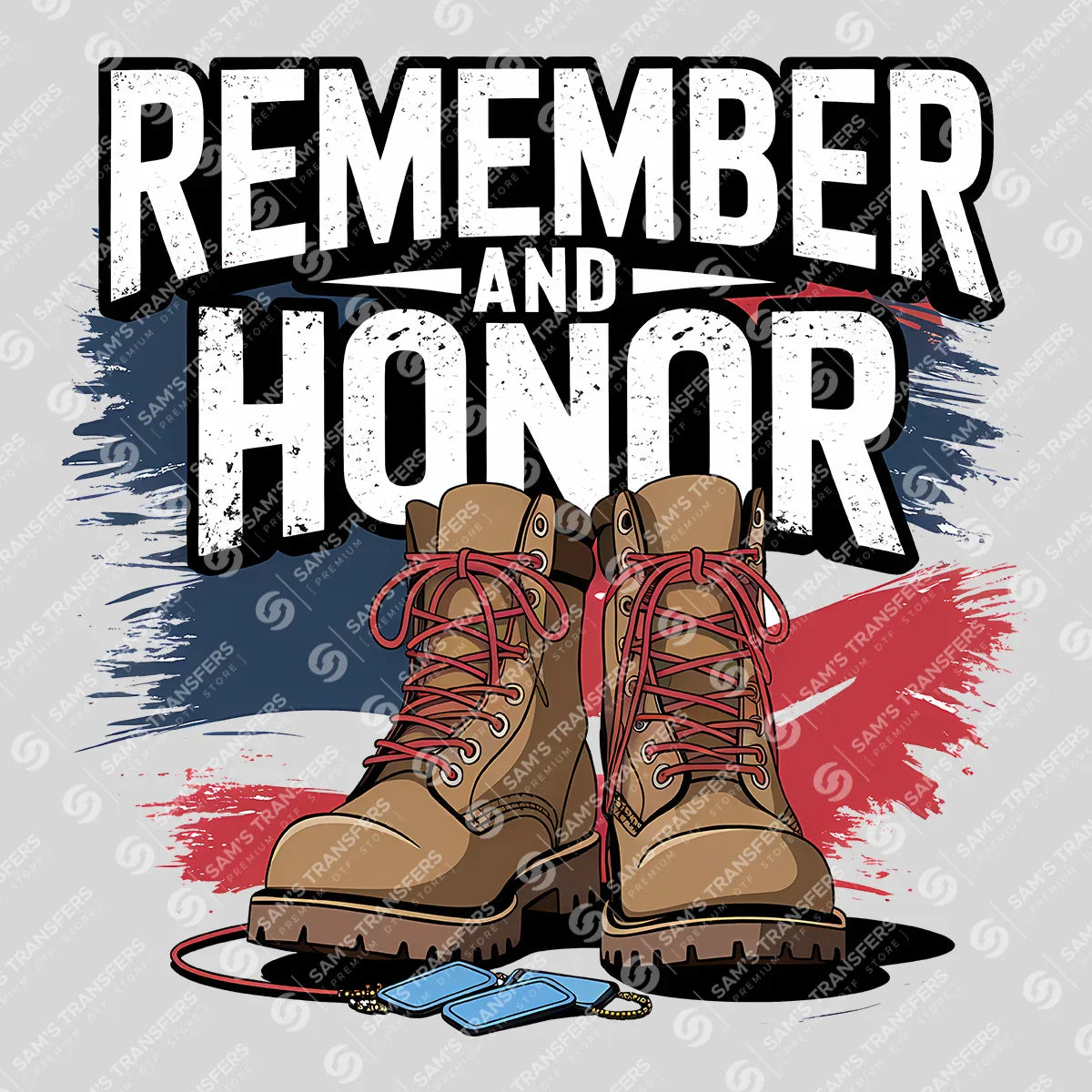 Apparel featuring a Remember and Honor-themed DTF transfer.