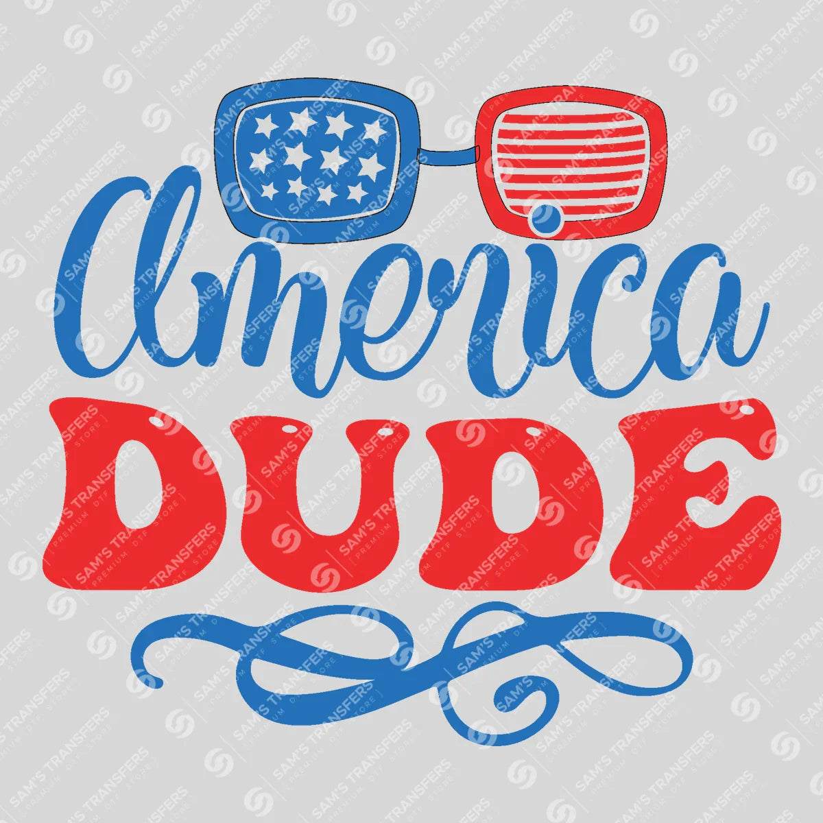 Apparel featuring a America Dude-themed DTF transfer.