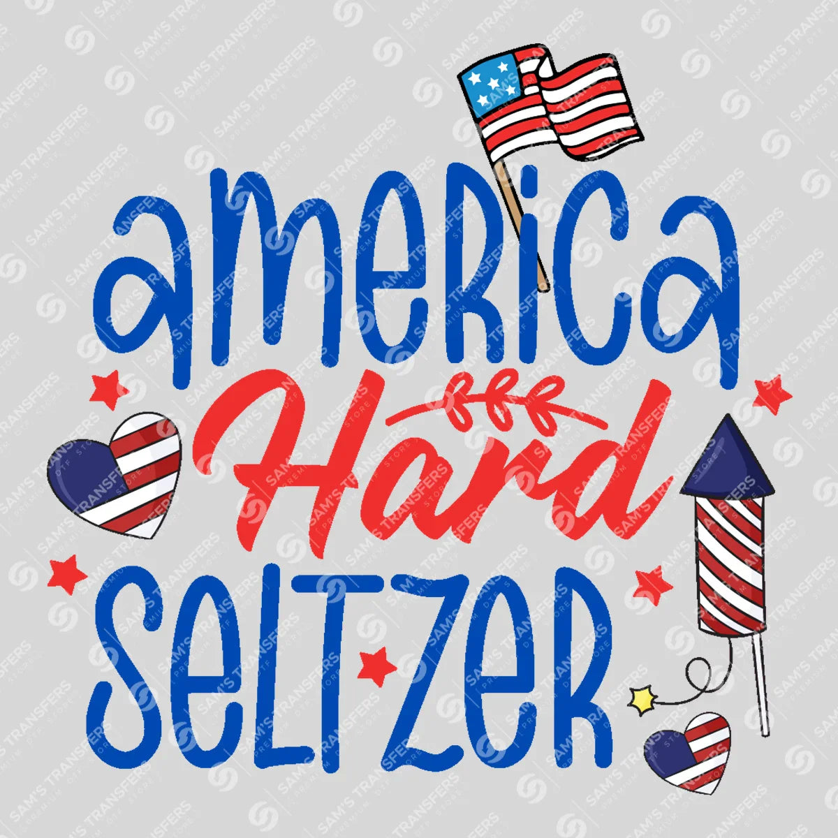 Apparel featuring a America Hard Seltzer-themed DTF transfer.