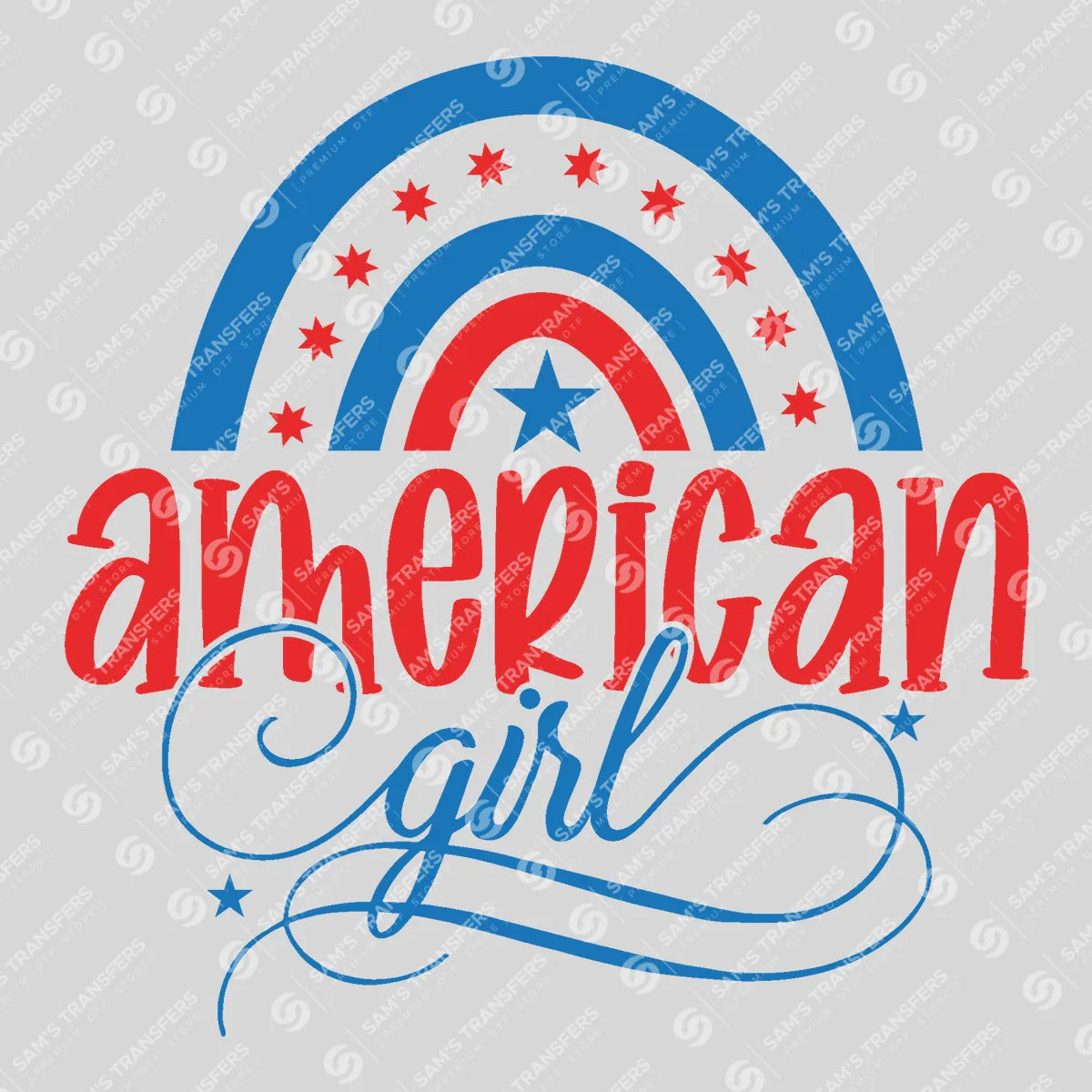 Apparel featuring a American Girl-themed DTF transfer.