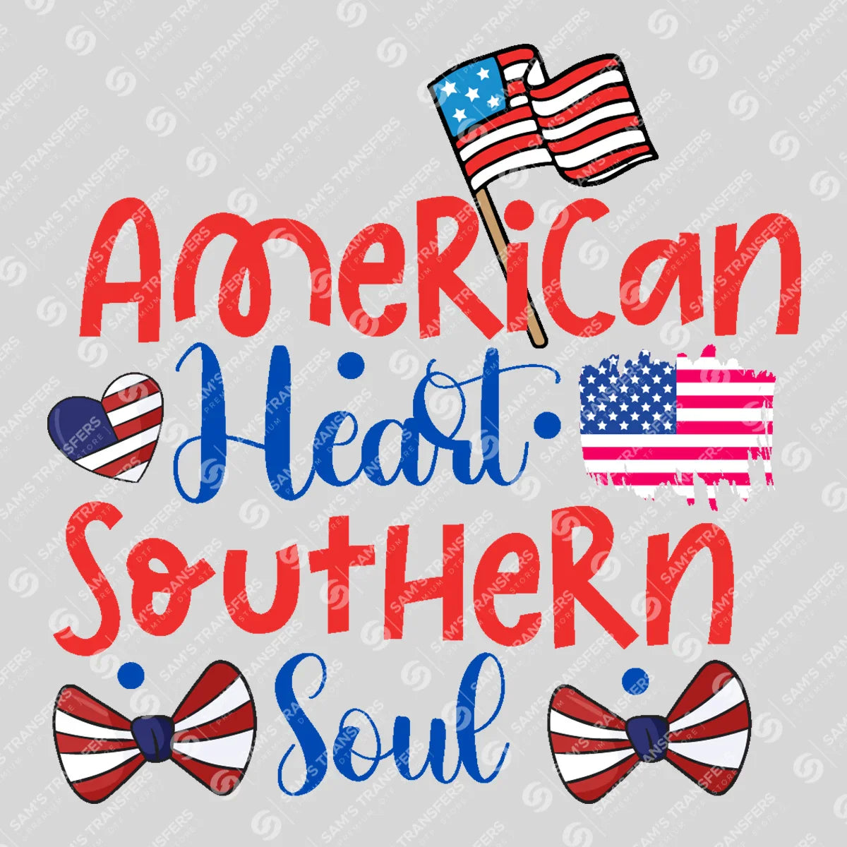 Apparel featuring a American Heart Southern Soul-themed DTF transfer.